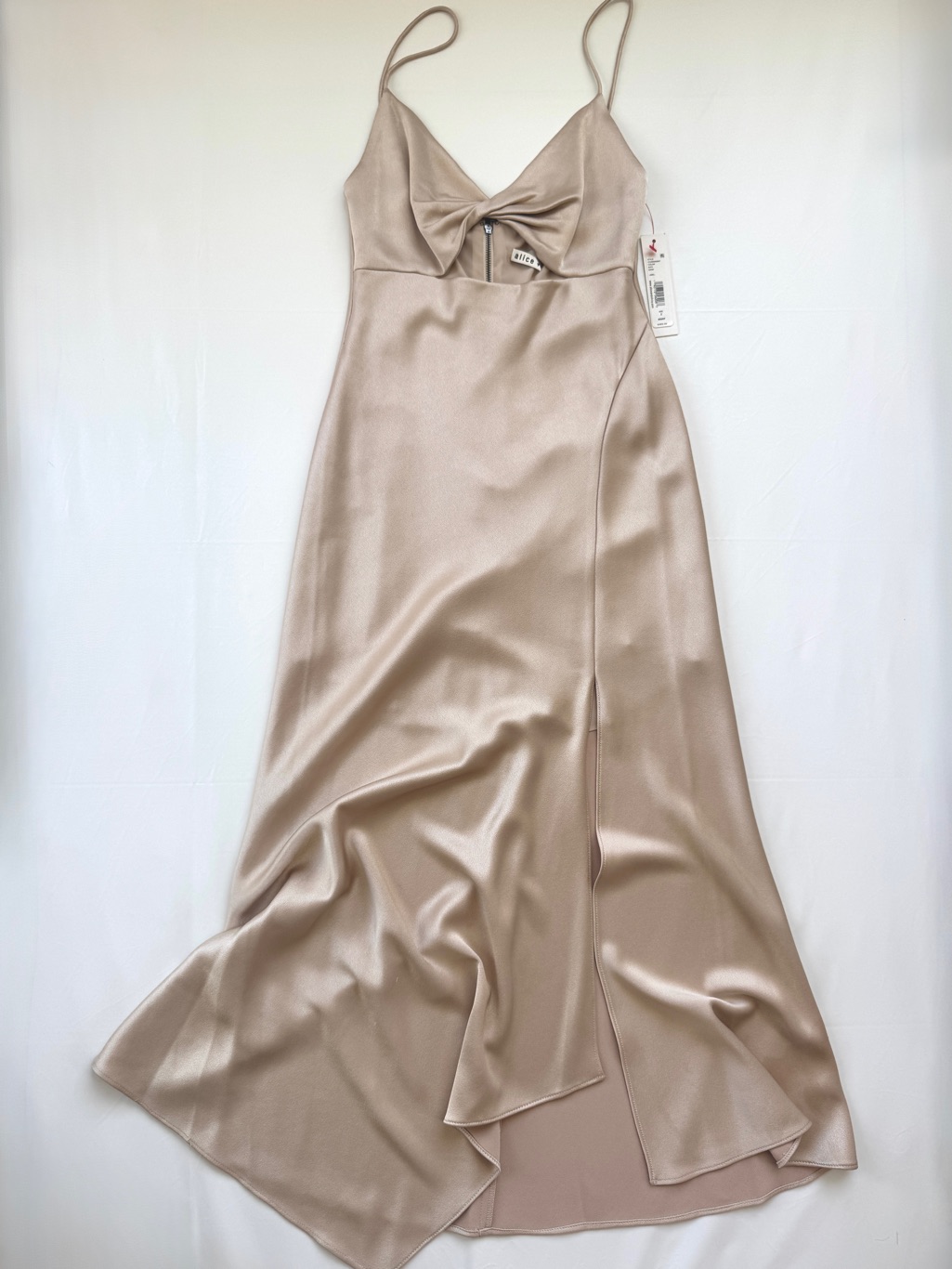 Alice + Olivia Harmony Twist Cutout Satin Midi Dress Size 2 Nwt
